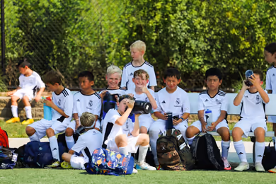 Fundación Real Madrid youth soccer camp coaching moment