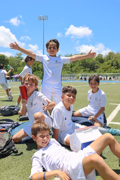 Young soccer player in Fundación Real Madrid camp uniform