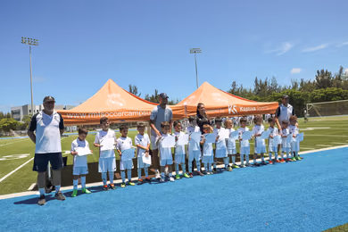 Fundación Real Madrid soccer camps group training photo