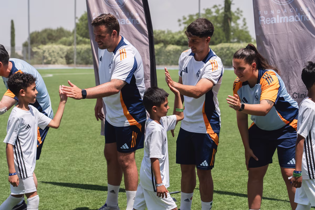Players enjoying a Fundación Real Madrid program experience in Madrid