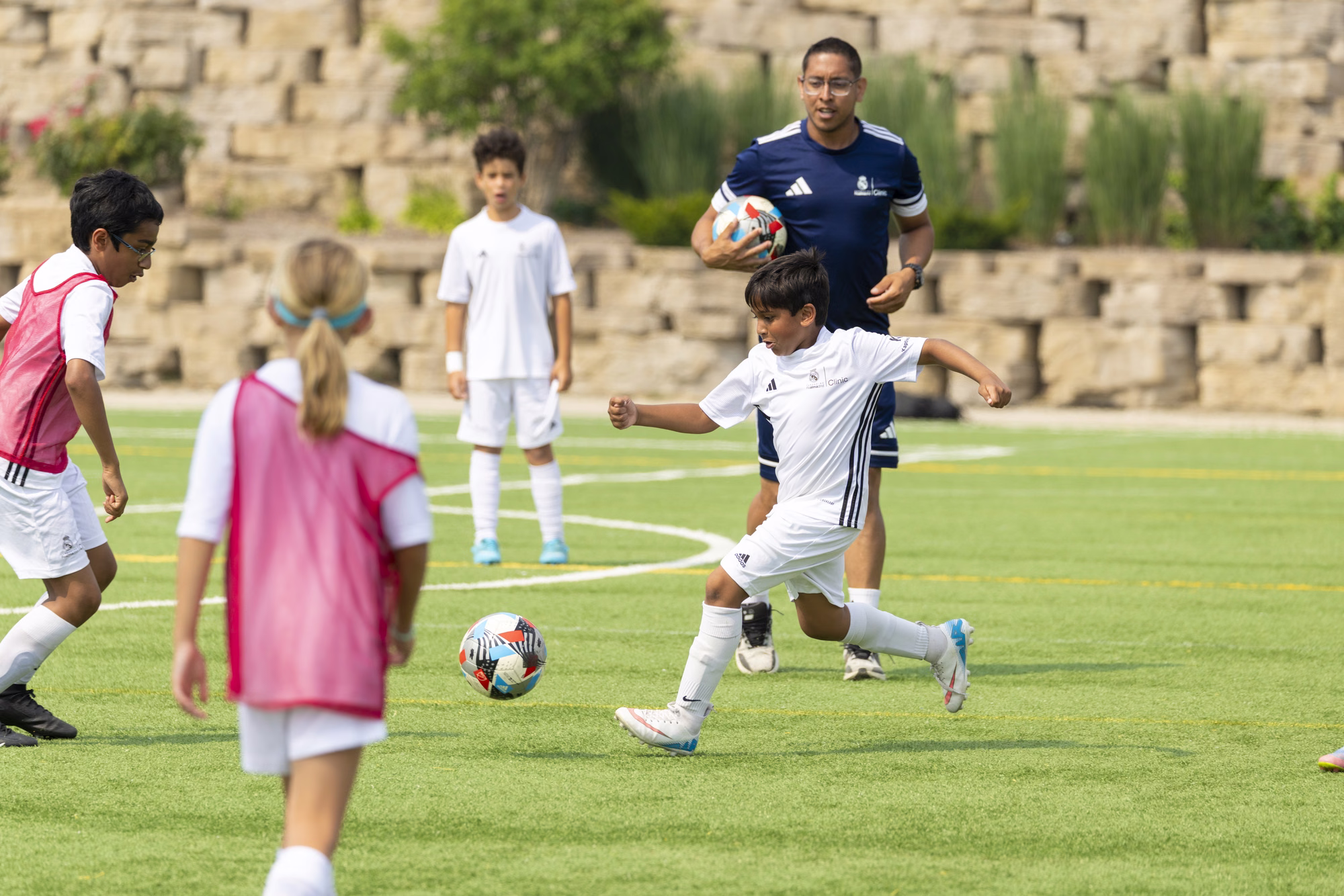 Young soccer players at a Fundación Real Madrid soccer camp in Kitchener