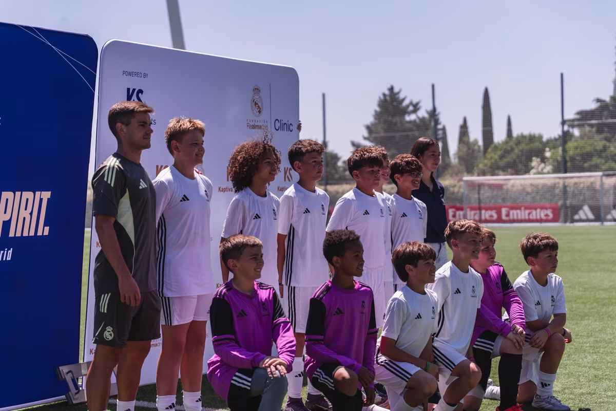 Players taking part in a Fundación Real Madrid Training Clinic in Madrid