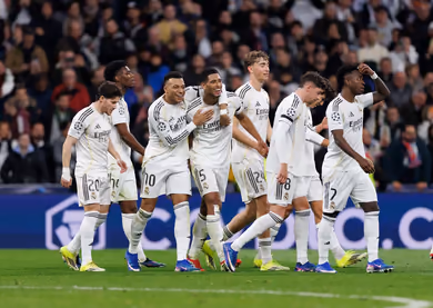 Real Madrid players celebrating a victory